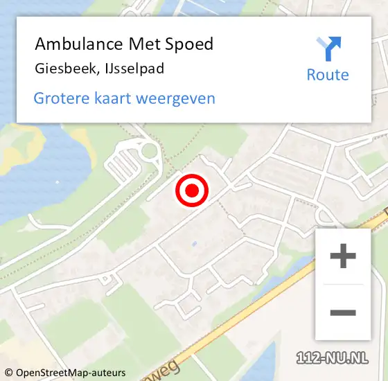 Locatie op kaart van de 112 melding: Ambulance Met Spoed Naar Giesbeek, IJsselpad op 3 augustus 2019 10:35