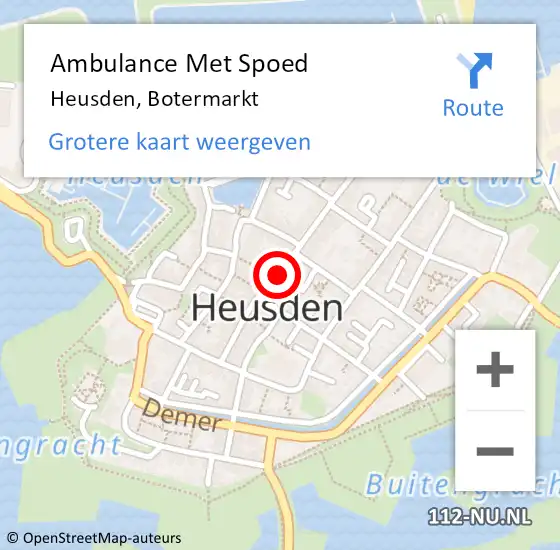 Locatie op kaart van de 112 melding: Ambulance Met Spoed Naar Heusden, Botermarkt op 3 augustus 2019 10:39
