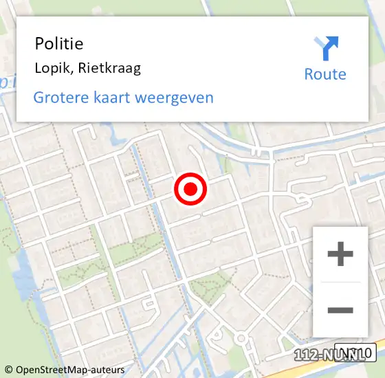 Locatie op kaart van de 112 melding: Politie Lopik, Rietkraag op 3 augustus 2019 12:05