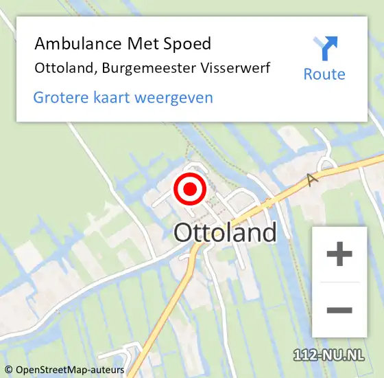 Locatie op kaart van de 112 melding: Ambulance Met Spoed Naar Ottoland, Burgemeester Visserwerf op 3 augustus 2019 12:41