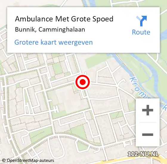 Locatie op kaart van de 112 melding: Ambulance Met Grote Spoed Naar Bunnik, Camminghalaan op 3 augustus 2019 12:54