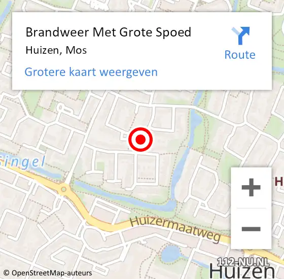 Locatie op kaart van de 112 melding: Brandweer Met Grote Spoed Naar Huizen, Mos op 3 augustus 2019 13:41