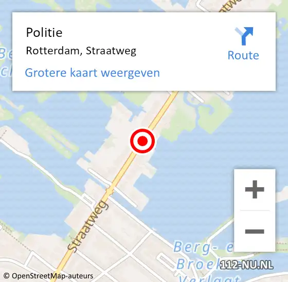 Locatie op kaart van de 112 melding: Politie Rotterdam, Straatweg op 3 augustus 2019 13:57