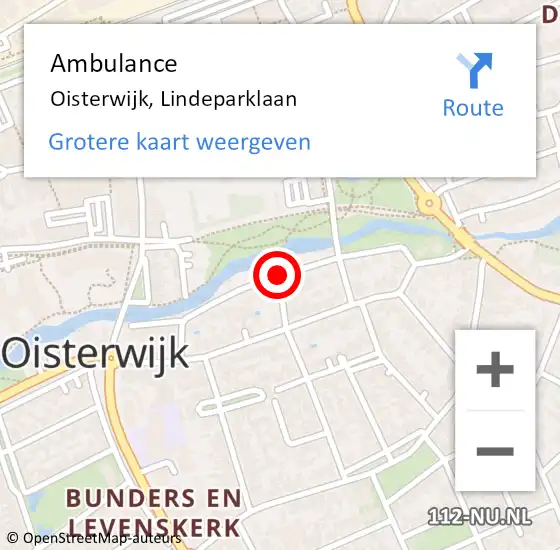 Locatie op kaart van de 112 melding: Ambulance Oisterwijk, Lindeparklaan op 3 augustus 2019 14:52