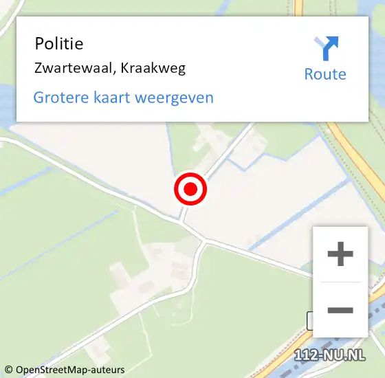 Locatie op kaart van de 112 melding: Politie Zwartewaal, Kraakweg op 3 augustus 2019 14:55