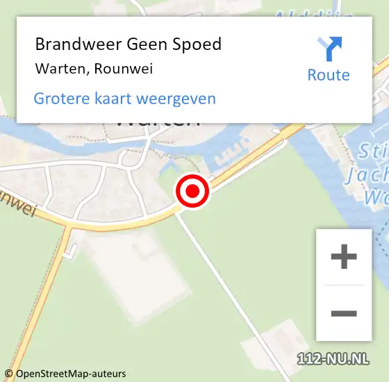 Locatie op kaart van de 112 melding: Brandweer Geen Spoed Naar Warten, Rounwei op 3 augustus 2019 15:28