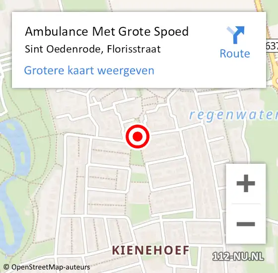 Locatie op kaart van de 112 melding: Ambulance Met Grote Spoed Naar Sint Oedenrode, Florisstraat op 3 augustus 2019 16:19