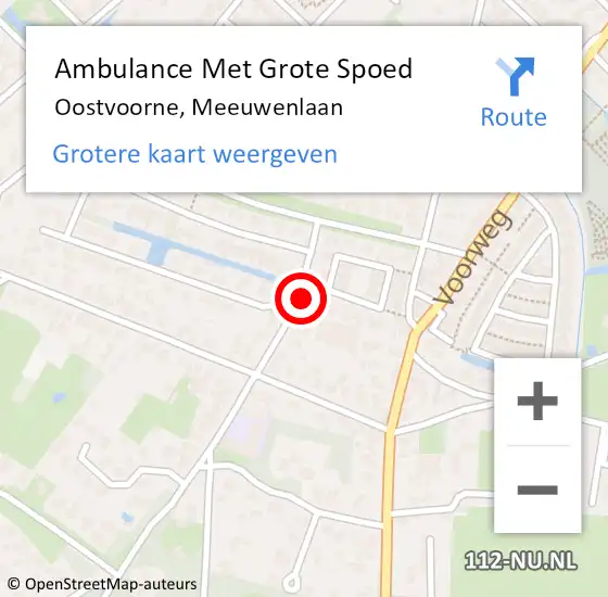 Locatie op kaart van de 112 melding: Ambulance Met Grote Spoed Naar Oostvoorne, Meeuwenlaan op 3 augustus 2019 16:21