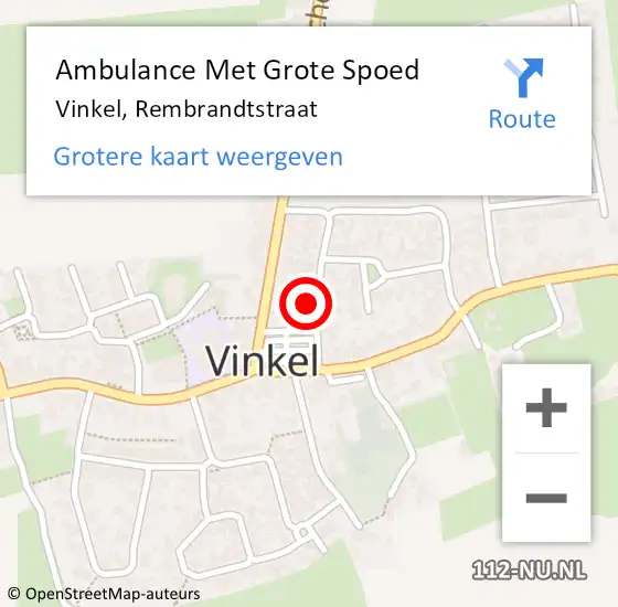 Locatie op kaart van de 112 melding: Ambulance Met Grote Spoed Naar Vinkel, Rembrandtstraat op 28 september 2013 07:16