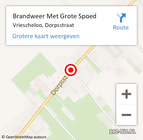 Locatie op kaart van de 112 melding: Brandweer Met Grote Spoed Naar Vriescheloo, Dorpsstraat op 3 augustus 2019 16:33