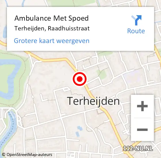 Locatie op kaart van de 112 melding: Ambulance Met Spoed Naar Terheijden, Raadhuisstraat op 3 augustus 2019 17:48