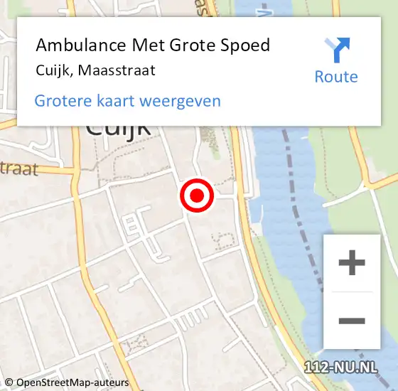 Locatie op kaart van de 112 melding: Ambulance Met Grote Spoed Naar Cuijk, Maasstraat op 3 augustus 2019 17:58