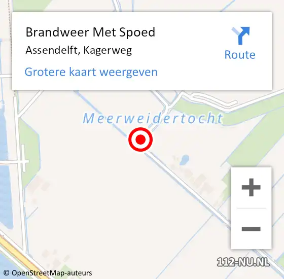 Locatie op kaart van de 112 melding: Brandweer Met Spoed Naar Assendelft, Kagerweg op 3 augustus 2019 20:03