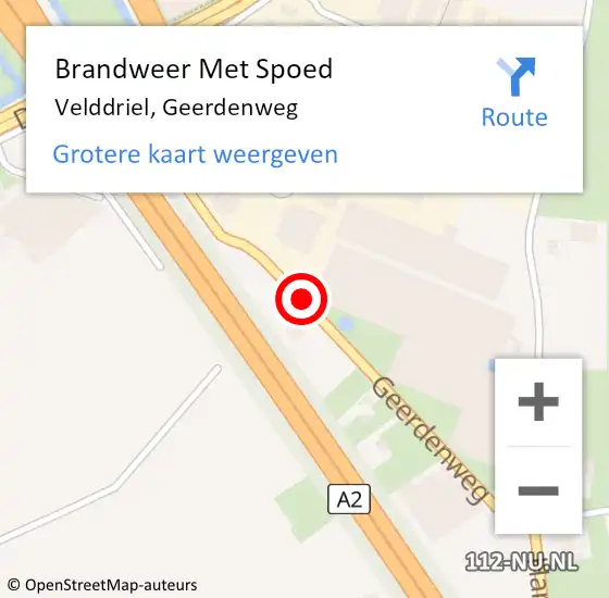 Locatie op kaart van de 112 melding: Brandweer Met Spoed Naar Velddriel, Geerdenweg op 3 augustus 2019 20:06