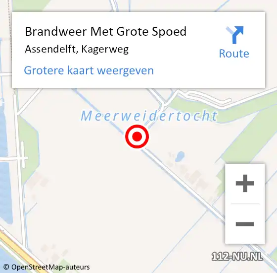 Locatie op kaart van de 112 melding: Brandweer Met Grote Spoed Naar Assendelft, Kagerweg op 3 augustus 2019 20:19