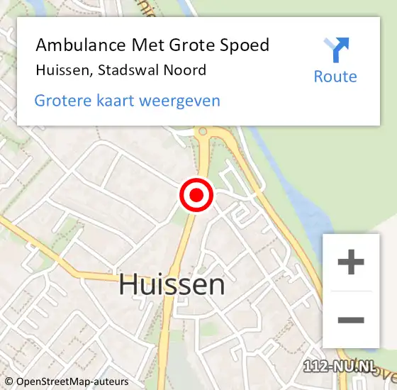 Locatie op kaart van de 112 melding: Ambulance Met Grote Spoed Naar Huissen, Stadswal Noord op 3 augustus 2019 20:29