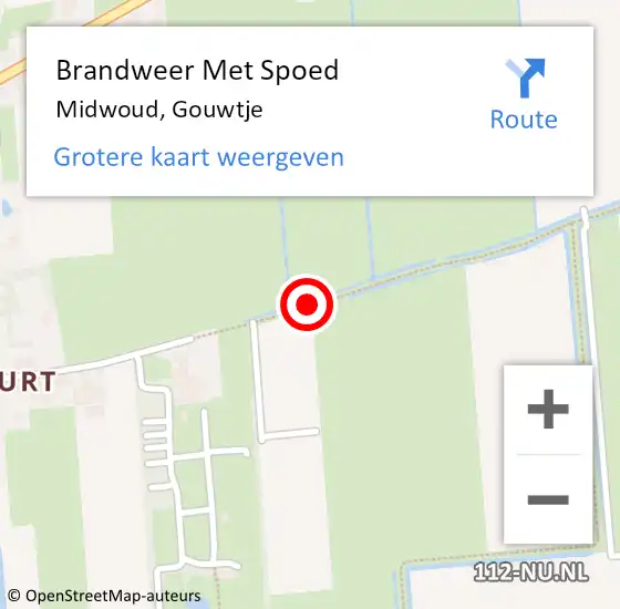 Locatie op kaart van de 112 melding: Brandweer Met Spoed Naar Midwoud, Gouwtje op 3 augustus 2019 20:32