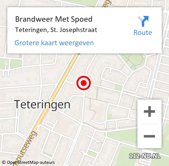 Locatie op kaart van de 112 melding: Brandweer Met Spoed Naar Teteringen, St. Josephstraat op 3 augustus 2019 20:36