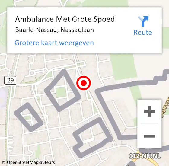 Locatie op kaart van de 112 melding: Ambulance Met Grote Spoed Naar Baarle-Nassau, Nassaulaan op 3 augustus 2019 21:22