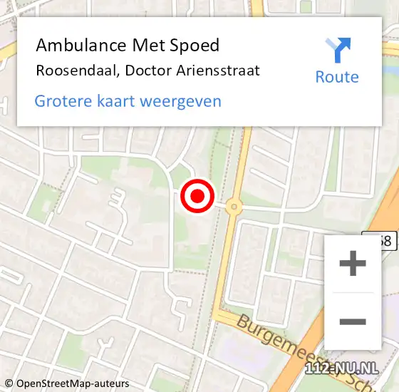 Locatie op kaart van de 112 melding: Ambulance Met Spoed Naar Roosendaal, Doctor Ariensstraat op 3 augustus 2019 21:24