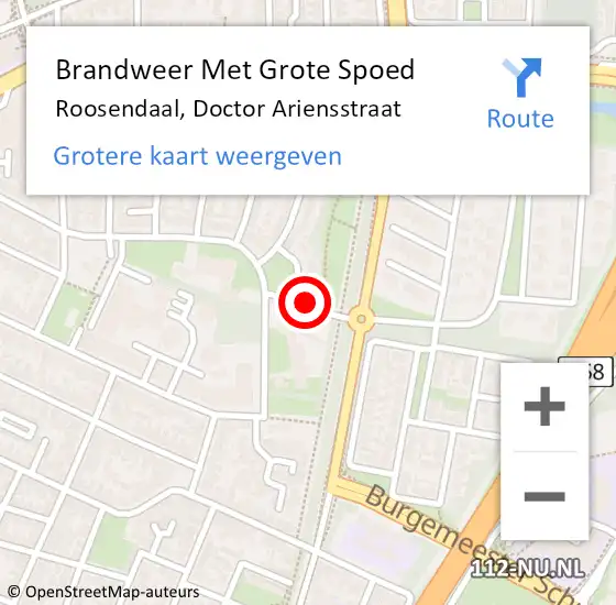 Locatie op kaart van de 112 melding: Brandweer Met Grote Spoed Naar Roosendaal, Doctor Ariensstraat op 3 augustus 2019 21:24