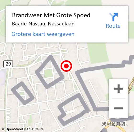 Locatie op kaart van de 112 melding: Brandweer Met Grote Spoed Naar Baarle-Nassau, Nassaulaan op 3 augustus 2019 21:47