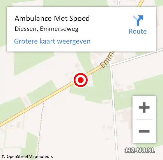 Locatie op kaart van de 112 melding: Ambulance Met Spoed Naar Diessen, Emmerseweg op 3 augustus 2019 22:16