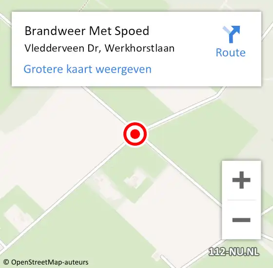 Locatie op kaart van de 112 melding: Brandweer Met Spoed Naar Vledderveen Dr, Werkhorstlaan op 3 augustus 2019 23:26
