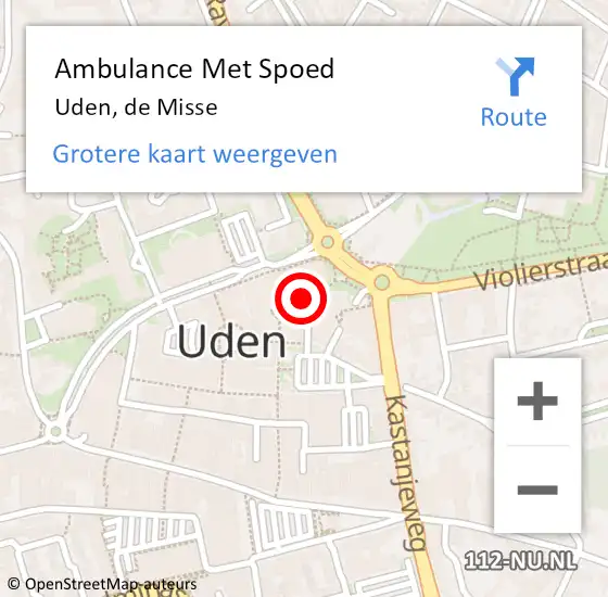 Locatie op kaart van de 112 melding: Ambulance Met Spoed Naar Uden, de Misse op 4 augustus 2019 00:04