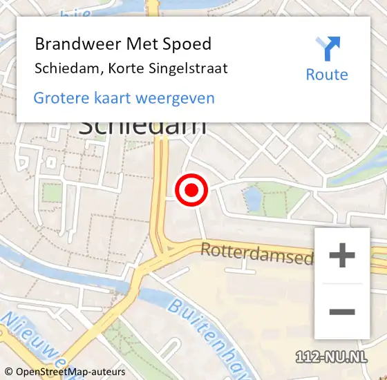 Locatie op kaart van de 112 melding: Brandweer Met Spoed Naar Schiedam, Korte Singelstraat op 4 augustus 2019 00:30