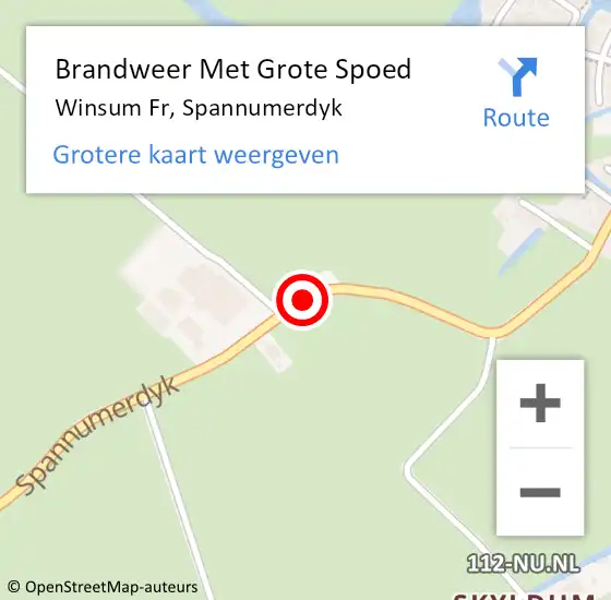 Locatie op kaart van de 112 melding: Brandweer Met Grote Spoed Naar Winsum Fr, Spannumerdyk op 4 augustus 2019 00:35