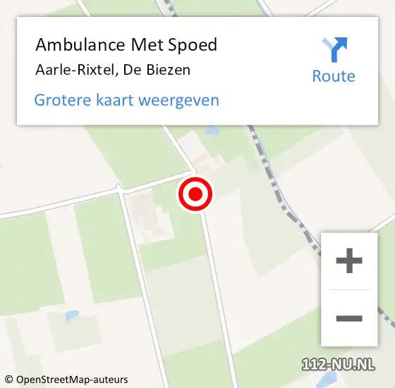 Locatie op kaart van de 112 melding: Ambulance Met Spoed Naar Aarle-Rixtel, De Biezen op 4 augustus 2019 01:15