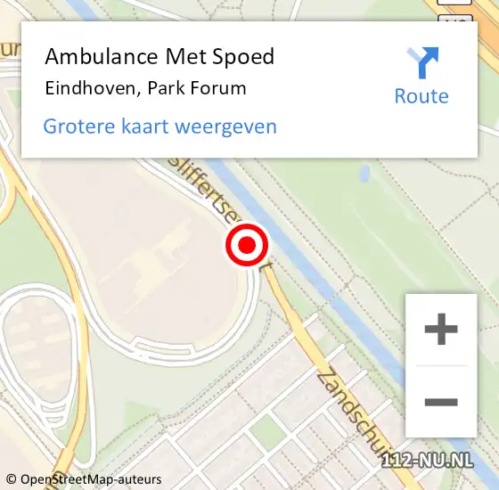 Locatie op kaart van de 112 melding: Ambulance Met Spoed Naar Eindhoven, Park Forum op 4 augustus 2019 01:20