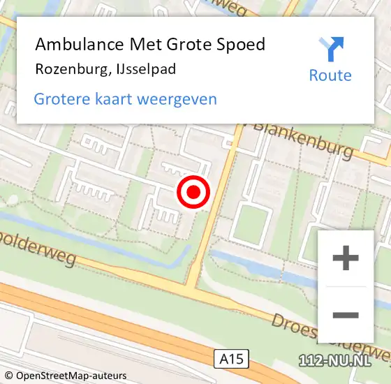 Locatie op kaart van de 112 melding: Ambulance Met Grote Spoed Naar Rozenburg, IJsselpad op 4 augustus 2019 01:26