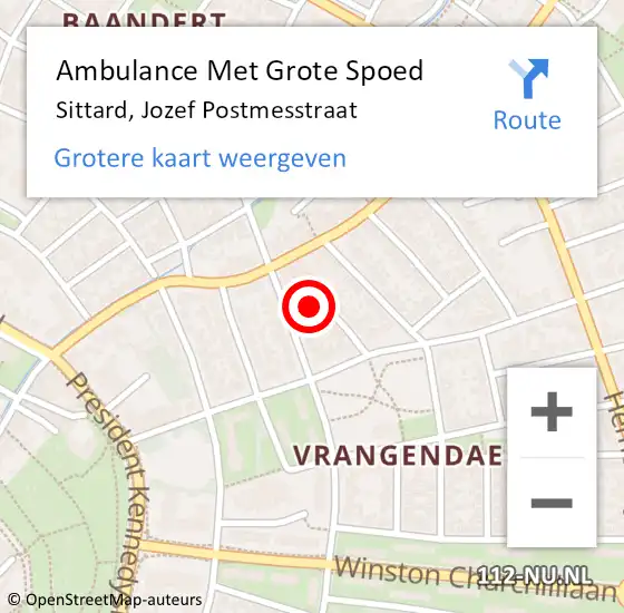 Locatie op kaart van de 112 melding: Ambulance Met Grote Spoed Naar Sittard, Jozef Postmesstraat op 9 april 2014 16:40