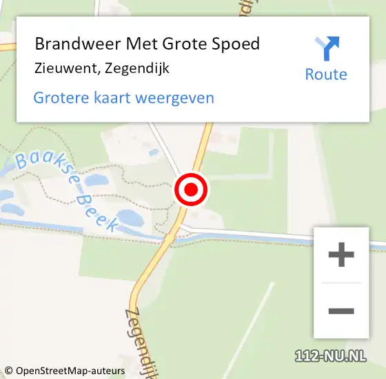 Locatie op kaart van de 112 melding: Brandweer Met Grote Spoed Naar Zieuwent, Zegendijk op 4 augustus 2019 03:52