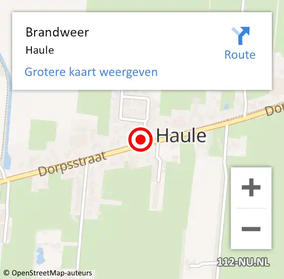Locatie op kaart van de 112 melding: Brandweer Haule op 4 augustus 2019 04:34