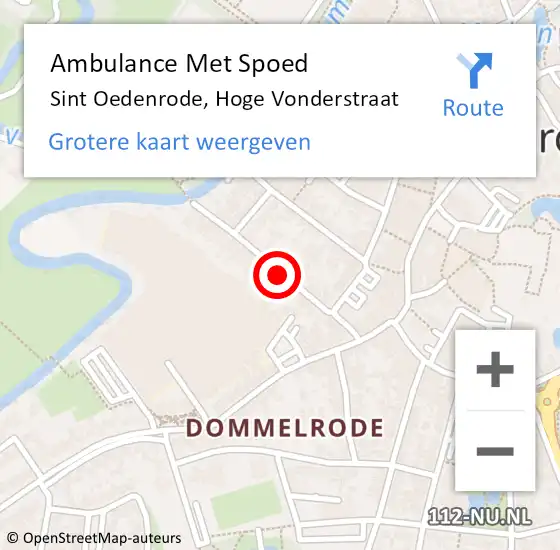 Locatie op kaart van de 112 melding: Ambulance Met Spoed Naar Sint Oedenrode, Hoge Vonderstraat op 4 augustus 2019 05:36