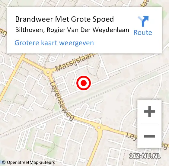 Locatie op kaart van de 112 melding: Brandweer Met Grote Spoed Naar Bilthoven, Rogier Van Der Weydenlaan op 4 augustus 2019 07:33