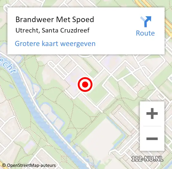 Locatie op kaart van de 112 melding: Brandweer Met Spoed Naar Utrecht, Santa Cruzdreef op 4 augustus 2019 08:03