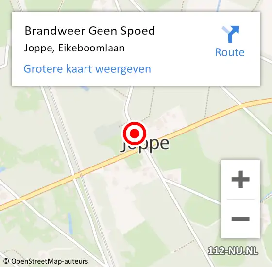 Locatie op kaart van de 112 melding: Brandweer Geen Spoed Naar Joppe, Eikeboomlaan op 4 augustus 2019 08:08