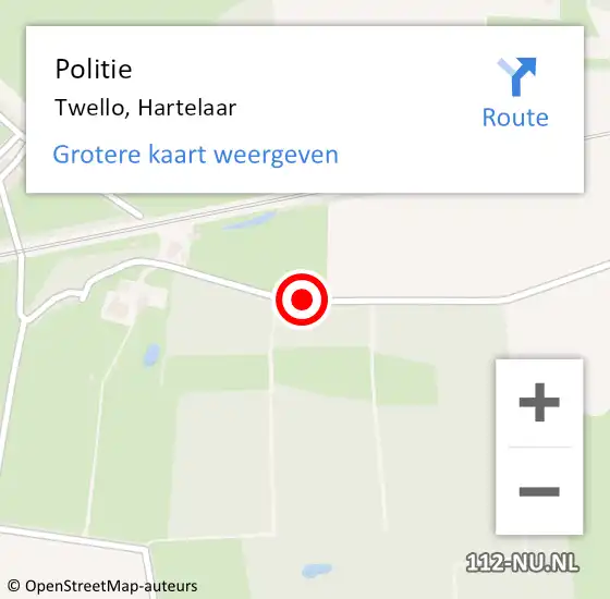 Locatie op kaart van de 112 melding: Politie Twello, Hartelaar op 4 augustus 2019 09:37