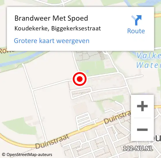 Locatie op kaart van de 112 melding: Brandweer Met Spoed Naar Koudekerke, Biggekerksestraat op 4 augustus 2019 09:45