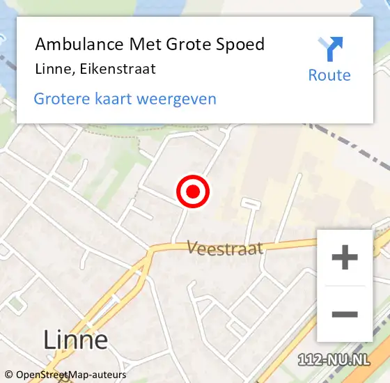Locatie op kaart van de 112 melding: Ambulance Met Grote Spoed Naar Linne, Eikenstraat op 4 augustus 2019 10:16