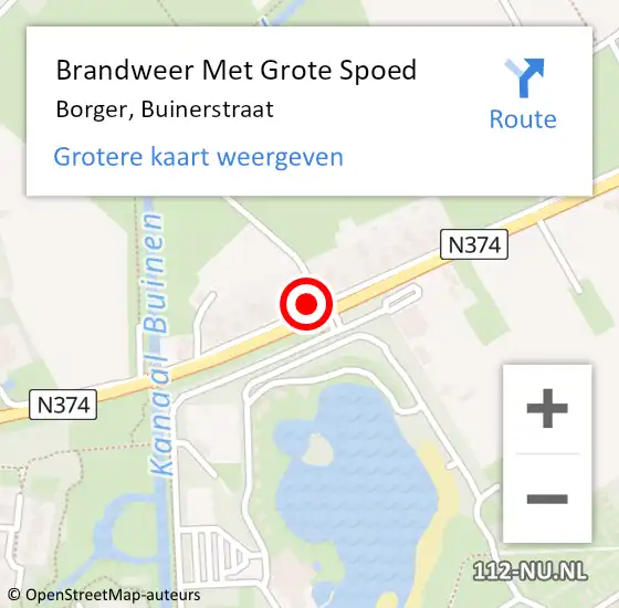 Locatie op kaart van de 112 melding: Brandweer Met Grote Spoed Naar Borger, Buinerstraat op 4 augustus 2019 10:29