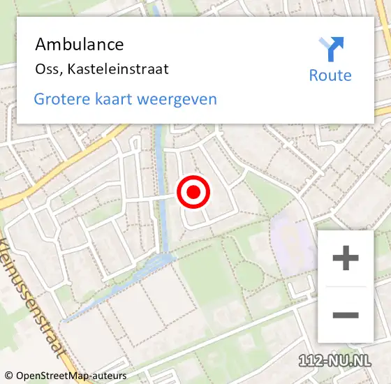 Locatie op kaart van de 112 melding: Ambulance Oss, Kasteleinstraat op 4 augustus 2019 10:32