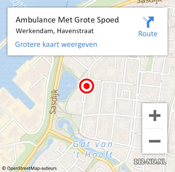 Locatie op kaart van de 112 melding: Ambulance Met Grote Spoed Naar Werkendam, Havenstraat op 4 augustus 2019 10:57