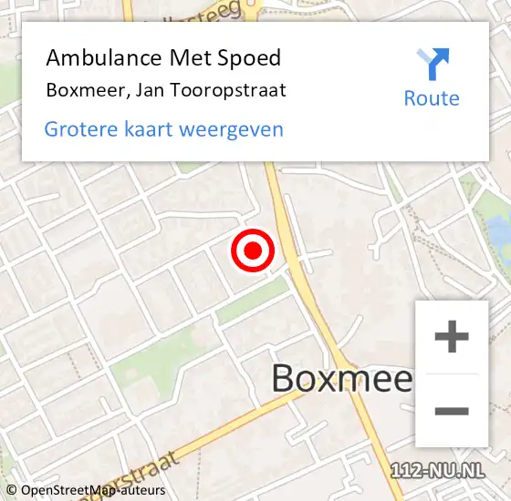 Locatie op kaart van de 112 melding: Ambulance Met Spoed Naar Boxmeer, Jan Tooropstraat op 4 augustus 2019 11:26