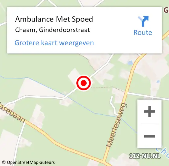 Locatie op kaart van de 112 melding: Ambulance Met Spoed Naar Chaam, Ginderdoorstraat op 4 augustus 2019 11:37