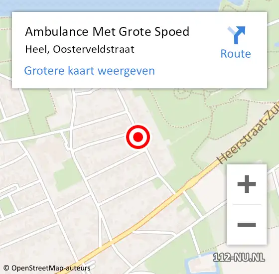 Locatie op kaart van de 112 melding: Ambulance Met Grote Spoed Naar Heel, Oosterveldstraat op 4 augustus 2019 11:40